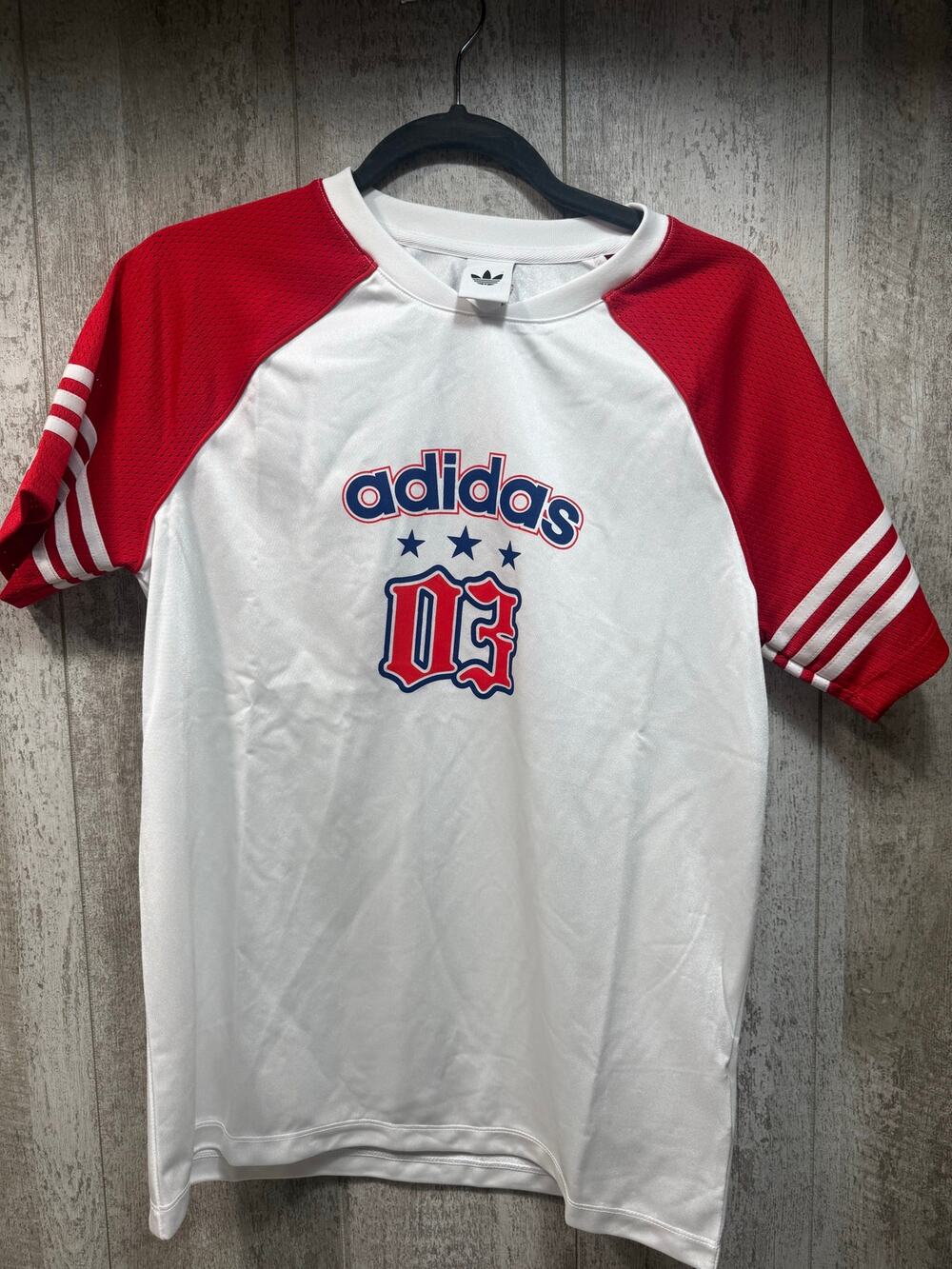 Adidas 03 Mesh Raglan Jersey T-Shirt NWT XS White Red MSRP $50